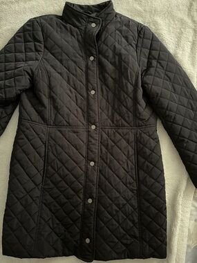 Talbots Quilted Long Puffer Coat - Black